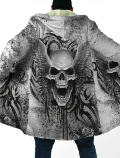 Sale OUKU Men's Totem Winter Coat Fleece Jacket Coat Warm Breathable Comfortable Vintage Abstract Sports & Outdoor Daily Wear Going out Zipper Pocket Print Fall & Winter Hoodie Long Sleeve Black Green Gray