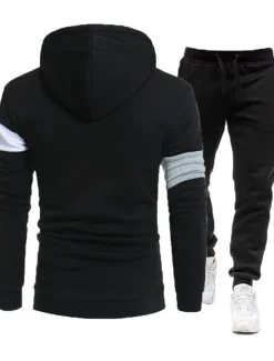 Online OUKU Men's Tracksuit Gym Shirt GYM Pants Workout Outfits Hooded Sports & Outdoor Daily Holiday Quick Dry Soft Color Block Black White Khaki Activewear Streetwear Sport Fall & Winter