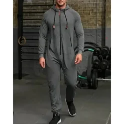 New OUKU Men's Tracksuit Jumpsuit Street Spring Long Sleeve Hooded Cotton Warm Breathable Soft Fitness Running Walking Sportswear Activewear Navy Dark Gray Wine