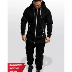 New OUKU Men's Tracksuit Jumpsuit Street Spring Long Sleeve Hooded Cotton Warm Breathable Soft Fitness Running Walking Sportswear Activewear Navy Dark Gray Wine