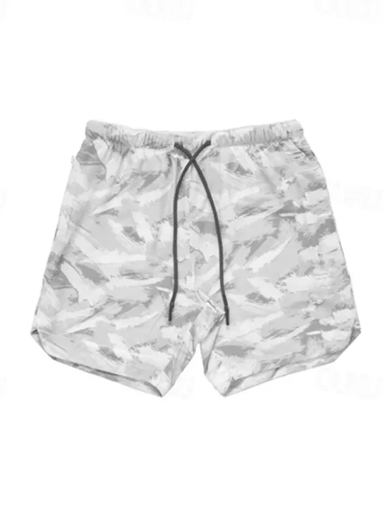 Discount OUKU Men's Tracksuit Outfit Set Shorts Crew Neck Outdoor Daily Sports Pocket Drawstring 2 Piece Camouflage White Dark Grey Army Green Polyester Activewear Classic Casual Summer