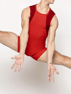 New OUKU Men's Tracksuit Shapewear Bodysuit Gymnastics Suits Crew Neck Outdoor Sports Patchwork Plain Black Red Polyester Activewear Sports & Outdoors Gymnatics Spring