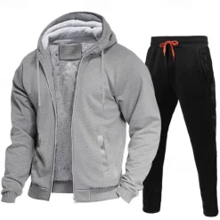 Discount OUKU Men's Tracksuit Sweatsuit Black Red Navy Blue Light Grey Dark Gray Hooded Color Block Drawstring 2 Piece Streetwear Cool Spring Fall Clothing Apparel Hoodies Sweatshirts