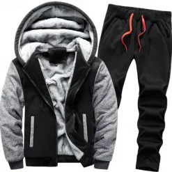 Discount OUKU Men's Tracksuit Sweatsuit Black Red Navy Blue Light Grey Dark Gray Hooded Color Block Drawstring 2 Piece Streetwear Cool Spring Fall Clothing Apparel Hoodies Sweatshirts