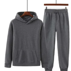New OUKU Men's Tracksuit Sweatsuit Jogging Suits Wine Red Black White Yellow Pink Hooded Plain Drawstring 2 Piece Sports & Outdoor Sports Streetwear Streetwear Casual Big and Tall Fall & Winter Clothing