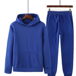 New OUKU Men's Tracksuit Sweatsuit Jogging Suits Wine Red Black White Yellow Pink Hooded Plain Drawstring 2 Piece Sports & Outdoor Sports Streetwear Streetwear Casual Big and Tall Fall & Winter Clothing