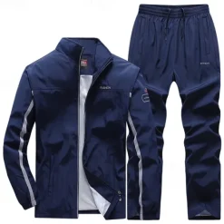 Sale OUKU Men's Tracksuit Sweatsuit Athleisure Spring Long Sleeve Stand Collar Thermal Warm Waterproof Windproof Fitness Running Sportswear Activewear Solid Colored Black Light Red Dark Blue