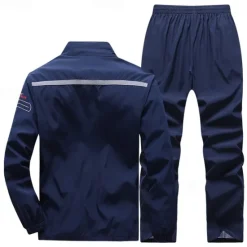 Sale OUKU Men's Tracksuit Sweatsuit Athleisure Spring Long Sleeve Stand Collar Thermal Warm Waterproof Windproof Fitness Running Sportswear Activewear Solid Colored Black Light Red Dark Blue