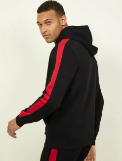 Clearance OUKU Men's Tracksuit Sweatsuit Activewear Set Pullover Hoodie Sweatshirt Jogging Suits Black White Yellow Red Dark Gray Hooded Solid Color Stripes Sports & Outdoor Going out Sportswear Sportswear Workout