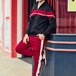 Hot OUKU Men's Tracksuit Sweatsuit Full Zip Sweatshirt Black Green Khaki Standing Collar Color Block Patchwork 2 Piece Sports & Outdoor Daily Holiday Streetwear Basic Casual Spring & Fall Clothing Apparel