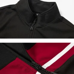 Hot OUKU Men's Tracksuit Sweatsuit Full Zip Sweatshirt Black Green Khaki Standing Collar Color Block Patchwork 2 Piece Sports & Outdoor Daily Holiday Streetwear Basic Casual Spring & Fall Clothing Apparel