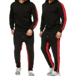 Sale OUKU Men's Tracksuit Sweatsuit 2 Piece Street Winter Long Sleeve Thermal Warm Breathable Moisture Wicking Fitness Gym Workout Running Sportswear Activewear Stripes Black Yellow Red