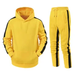 Sale OUKU Men's Tracksuit Sweatsuit 2 Piece Street Winter Long Sleeve Thermal Warm Breathable Moisture Wicking Fitness Gym Workout Running Sportswear Activewear Stripes Black Yellow Red