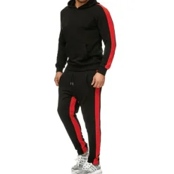 Sale OUKU Men's Tracksuit Sweatsuit 2 Piece Street Winter Long Sleeve Thermal Warm Breathable Moisture Wicking Fitness Gym Workout Running Sportswear Activewear Stripes Black Yellow Red