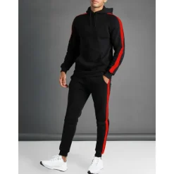Sale OUKU Men's Tracksuit Sweatsuit 2 Piece Street Winter Long Sleeve Thermal Warm Breathable Moisture Wicking Fitness Gym Workout Running Sportswear Activewear Stripes Black Yellow Red
