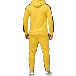 Sale OUKU Men's Tracksuit Sweatsuit 2 Piece Street Winter Long Sleeve Thermal Warm Breathable Moisture Wicking Fitness Gym Workout Running Sportswear Activewear Stripes Black Yellow Red