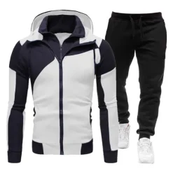 Best OUKU Men's Tracksuit Sweatsuit 2 Piece Athletic Winter Long Sleeve Thermal Warm Breathable Soft Fitness Running Jogging Sportswear Activewear Color Block Dark Grey White Red