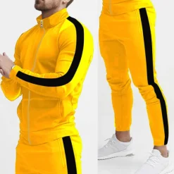 Best OUKU Men's Tracksuit Sweatsuit 2 Piece Athletic Winter Long Sleeve Thermal Warm Breathable Moisture Wicking Fitness Running Jogging Sportswear Activewear Color Block Black Yellow Army Green