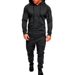 Best OUKU Men's Tracksuit Sweatsuit 2 Piece Street Summer Long Sleeve Cotton Thermal Warm Breathable Moisture Wicking Fitness Gym Workout Running Sportswear Activewear Solid Colored Dark Grey Black Light Grey