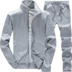 Outlet OUKU Men's Tracksuit Sweatsuit 2 Piece Full Zip Street Winter Long Sleeve Thermal Warm Breathable Moisture Wicking Fitness Running Active Training Sportswear Activewear Solid Colored White Black Light Grey