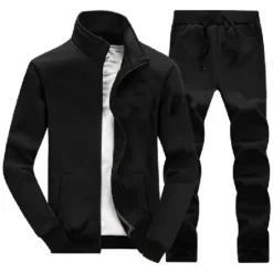 Outlet OUKU Men's Tracksuit Sweatsuit 2 Piece Full Zip Street Winter Long Sleeve Thermal Warm Breathable Moisture Wicking Fitness Running Active Training Sportswear Activewear Solid Colored White Black Light Grey