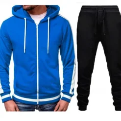 Clearance OUKU Men's Tracksuit Sweatsuit Zip Hoodie Sweatshirt Hoodie Jacket Jogging Suits Red & Black Black+Light Grey Dark Grey+Light Grey Red+Light Grey Red+Dark Grey Hooded Color Block Drawstring 2 Piece Sports
