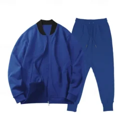 OUKU Men's Tracksuit Sweatsuit Full Zip Sweatshirt Black Yellow Army Green Red Navy Blue Standing Collar Color Block 2 Piece Sports & Outdoor Daily Holiday Streetwear Basic Casual Spring & Fall Clothing