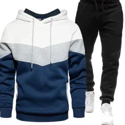 New OUKU Men's Tracksuit Sweatsuit 2 Piece Athletic Winter Long Sleeve Thermal Warm Breathable Moisture Wicking Gym Workout Running Jogging Sportswear Activewear Color Block White Yellow Army Green