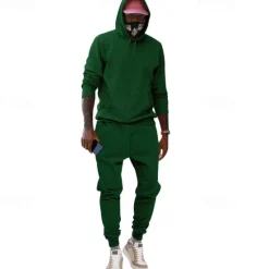 Online OUKU Men's Tracksuit Sweatsuit 2 Piece Athletic Winter Long Sleeve Thermal Warm Breathable Moisture Wicking Fitness Running Jogging Sportswear Activewear Solid Colored Light Brown Black White