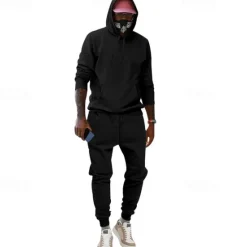 Online OUKU Men's Tracksuit Sweatsuit 2 Piece Athletic Winter Long Sleeve Thermal Warm Breathable Moisture Wicking Fitness Running Jogging Sportswear Activewear Solid Colored Light Brown Black White