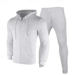 Outlet OUKU Men's Tracksuit Sweatsuit 2 Piece Full Zip Athletic Winter Long Sleeve Thermal Warm Breathable Moisture Wicking Fitness Running Jogging Sportswear Activewear Solid Colored Dark Grey Black White