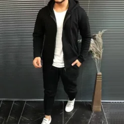 Outlet OUKU Men's Tracksuit Sweatsuit 2 Piece Full Zip Athletic Winter Long Sleeve Thermal Warm Breathable Moisture Wicking Fitness Running Jogging Sportswear Activewear Solid Colored Dark Grey Black White