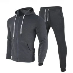 Outlet OUKU Men's Tracksuit Sweatsuit 2 Piece Full Zip Athletic Winter Long Sleeve Thermal Warm Breathable Moisture Wicking Fitness Running Jogging Sportswear Activewear Solid Colored Dark Grey Black White