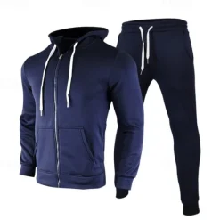 Outlet OUKU Men's Tracksuit Sweatsuit 2 Piece Full Zip Athletic Winter Long Sleeve Thermal Warm Breathable Moisture Wicking Fitness Running Jogging Sportswear Activewear Solid Colored Dark Grey Black White