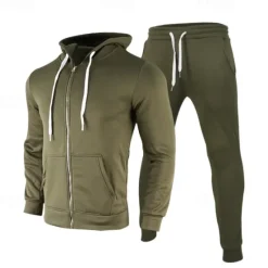 Outlet OUKU Men's Tracksuit Sweatsuit 2 Piece Full Zip Athletic Winter Long Sleeve Thermal Warm Breathable Moisture Wicking Fitness Running Jogging Sportswear Activewear Solid Colored Dark Grey Black White