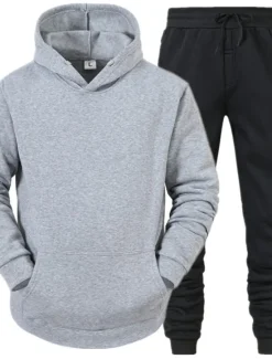 Discount OUKU Men's Tracksuit Sweatsuit Jogging Suits White suit Logo can be customized Black set Light gray + black pants Dark gray + black pants Sports & Outdoor Sportswear Clothing Apparel Hoodies Sweatshirts