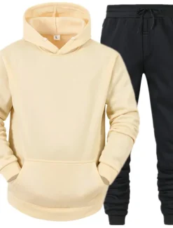 Discount OUKU Men's Tracksuit Sweatsuit Jogging Suits White suit Logo can be customized Black set Light gray + black pants Dark gray + black pants Sports & Outdoor Sportswear Clothing Apparel Hoodies Sweatshirts