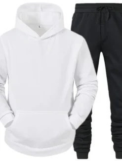 Discount OUKU Men's Tracksuit Sweatsuit Jogging Suits White suit Logo can be customized Black set Light gray + black pants Dark gray + black pants Sports & Outdoor Sportswear Clothing Apparel Hoodies Sweatshirts