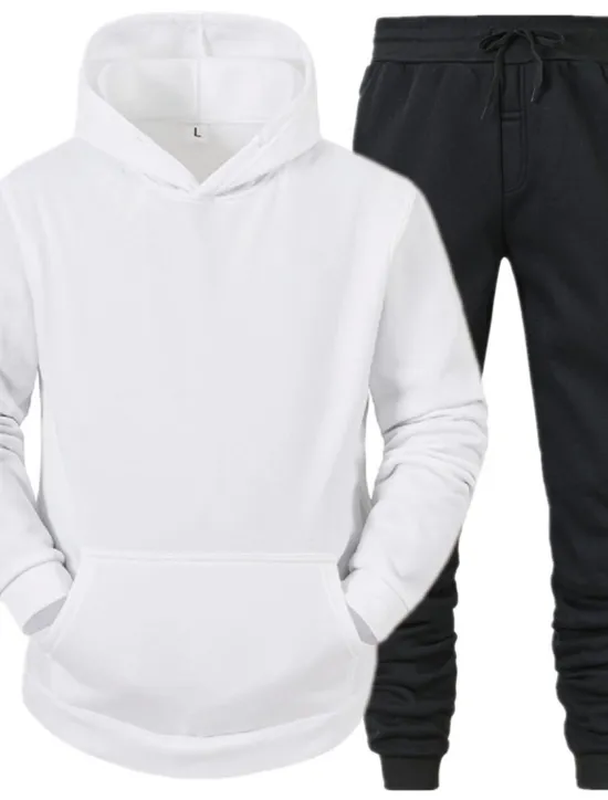 Discount OUKU Men's Tracksuit Sweatsuit Jogging Suits White suit Logo can be customized Black set Light gray + black pants Dark gray + black pants Sports & Outdoor Sportswear Clothing Apparel Hoodies Sweatshirts