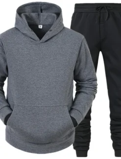 Discount OUKU Men's Tracksuit Sweatsuit Jogging Suits White suit Logo can be customized Black set Light gray + black pants Dark gray + black pants Sports & Outdoor Sportswear Clothing Apparel Hoodies Sweatshirts