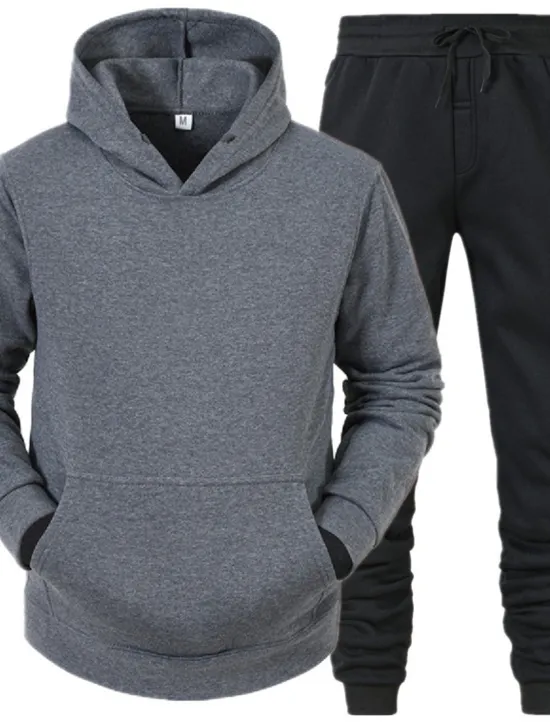 Discount OUKU Men's Tracksuit Sweatsuit Jogging Suits White suit Logo can be customized Black set Light gray + black pants Dark gray + black pants Sports & Outdoor Sportswear Clothing Apparel Hoodies Sweatshirts