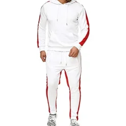 Online OUKU Men's Tracksuit Sweatsuit Jogging Suits Black White Yellow Red Dark Gray Sports & Outdoor Sportswear Clothing Apparel Hoodies Sweatshirts