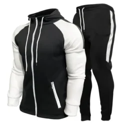 Discount OUKU Men's Tracksuit Sweatsuit Jogging Suits Black White Navy Blue Gray Standing Collar Color Block Drawstring 2 Piece Sports & Outdoor Daily Sports Basic Casual Big and Tall Fall Spring Clothing Apparel
