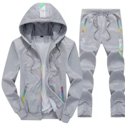 Hot OUKU Men's Tracksuit Sweatsuit Jogging Suits Black Blue Light Grey Hooded Letter Zipper Pocket 2 Piece Sports Streetwear Streetwear Cool Casual Spring & Fall Clothing Apparel Hoodies Sweatshirts