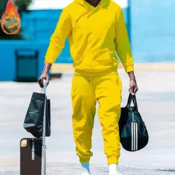 New OUKU Men's Tracksuit Sweatsuit 2 Piece Athletic Long Sleeve Thermal Warm Breathable Moisture Wicking Fitness Running Jogging Sportswear Activewear Solid Colored Black White Yellow