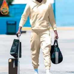 New OUKU Men's Tracksuit Sweatsuit 2 Piece Athletic Long Sleeve Thermal Warm Breathable Moisture Wicking Fitness Running Jogging Sportswear Activewear Solid Colored Black White Yellow