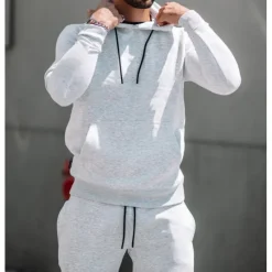 New OUKU Men's Tracksuit Sweatsuit 2 Piece Athletic Long Sleeve Thermal Warm Breathable Moisture Wicking Fitness Running Jogging Sportswear Activewear Solid Colored Black White Yellow