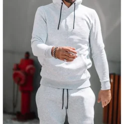 New OUKU Men's Tracksuit Sweatsuit 2 Piece Athletic Long Sleeve Thermal Warm Breathable Moisture Wicking Fitness Running Jogging Sportswear Activewear Solid Colored Black White Yellow