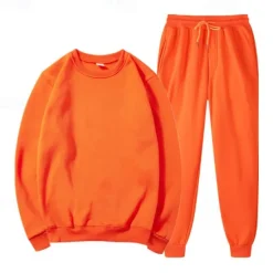 Clearance OUKU Men's Tracksuit Sweatsuit Jogging Suits Black Blue Orange Light Grey Crew Neck Plain 2 Piece Sports & Outdoor Daily Holiday Streetwear Basic Casual Spring & Fall Clothing Apparel Hoodies Sweatshirts