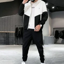 Online OUKU Men's Tracksuit Sweatsuit Jogging Suits Black Blue Green Hooded Color Block Pocket 2 Piece Sports & Outdoor Daily Sports Cool Sportswear Casual Fall Spring Clothing Apparel Hoodies Sweatshirts Long